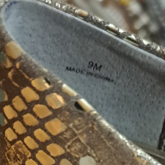 Moda Spana Snakeskin Heels - Metallic Champaigne Gold - Sz.  9m - Picture 2 of 12